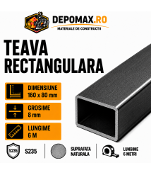 Teava rectangulara 160 x 80 x 8 mm, 6 metri
